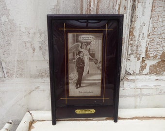 Biedermeier picture, frame, curved glass