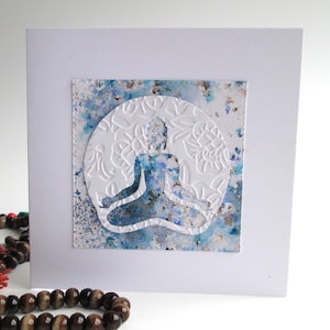 Carte de voeux vierge aquarelle Bouddha bleu