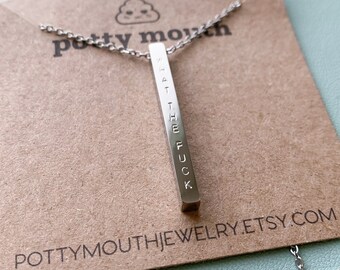 sterling silver and crystal naughty gifts Swear word Morse code necklace