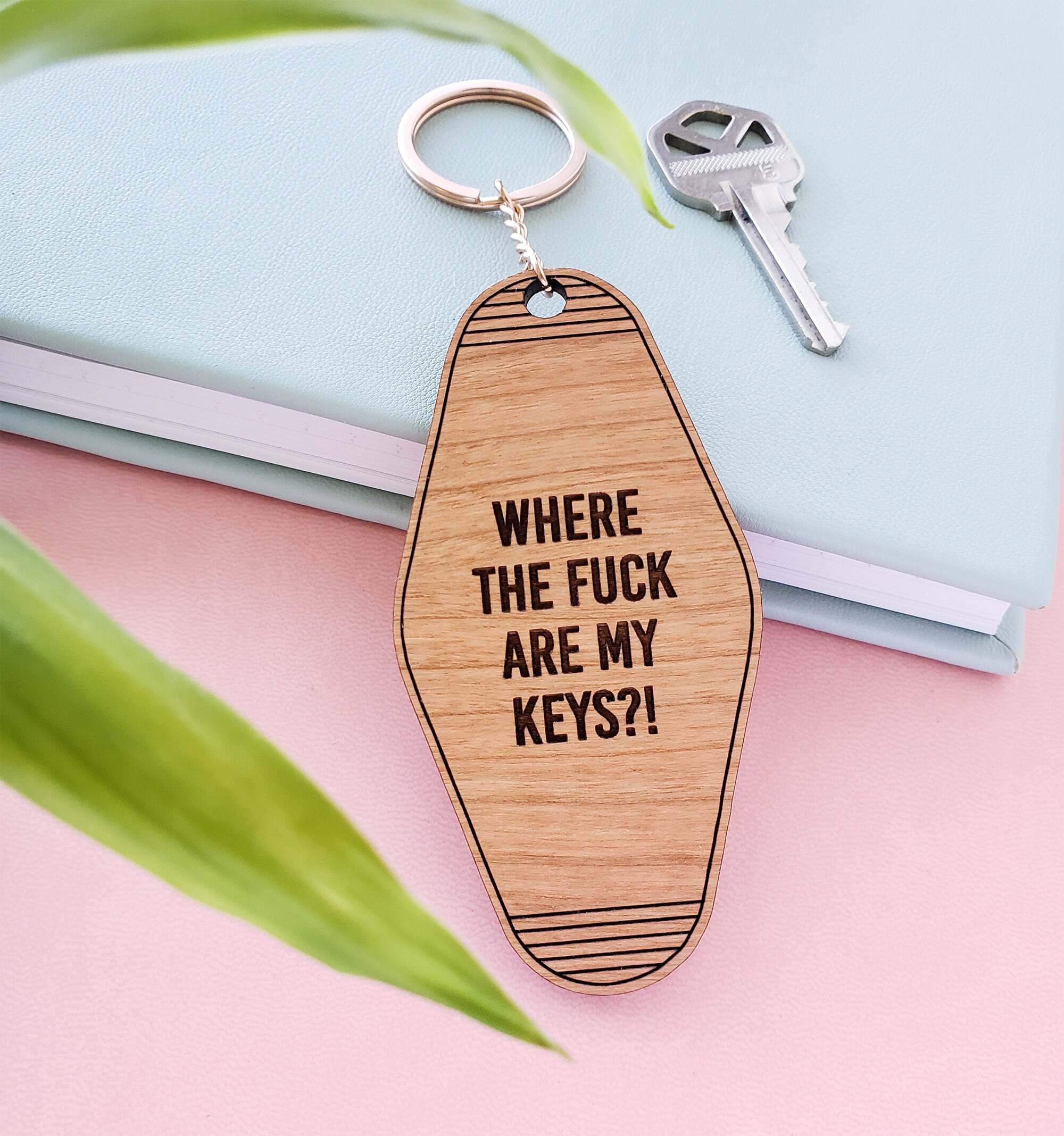 Where The Fuck Are My Keys Keychain/Vintage Motel Style Wood Etsy