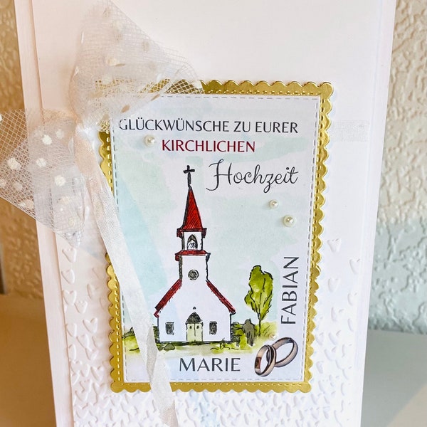 personalisierte Hochzeitskarte zur kirchlichen Hochzeit oder Trauung