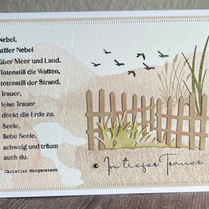 Mourning card Condolence card Sympathy card "Fog, silent fog over sea and land..."