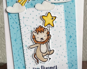 Baby card, "...sent from heaven", name card for birth,