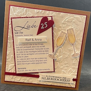 Hochzeitskarte "Liebe"  Definition personalisierbar Trauung Hochzeit Silberhochzeit Rubinen Hochzeit Hölzerne Hochzeit usw... Geldgeschenk