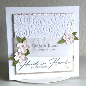 Silberhochzeit, Personalisierte Gratulationskarte, Hand in Hand, 25. Hochzeitstag