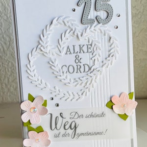 Silver wedding "The most beautiful way" without silver, personalized congratulations card