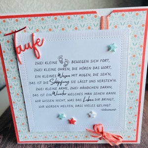 Tarjeta de felicitación para bautizo, personalizable, libre elección de colores.