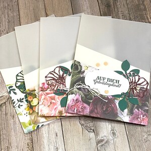 Birthday card vellum, parchment, voucher, cash gift, best wishes