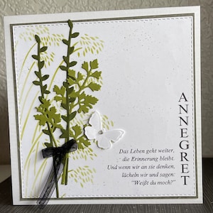 Carte de deuil Carte de condoléances Carte de condoléances « ...tu te souviens » personnalisée