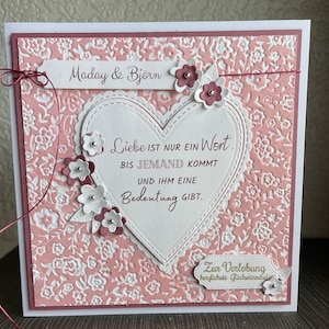 Verlobungskarte "Liebe ist nur ein Wort..." personalisierbar Verlobung Trauung Hochzeit Hochzeitsjubiläen Geldgeschenk