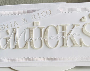 Stylish wedding card "To the full value of happiness..." Money gift can be personalized