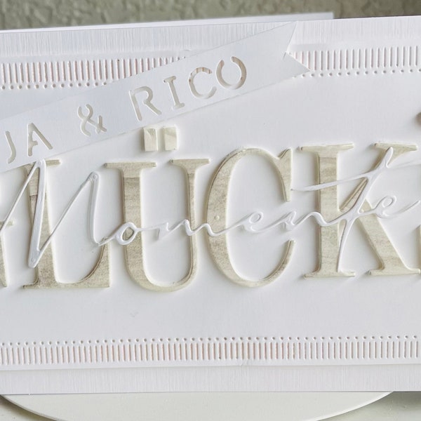 Stylish wedding card "To the full value of happiness..." Money gift can be personalized