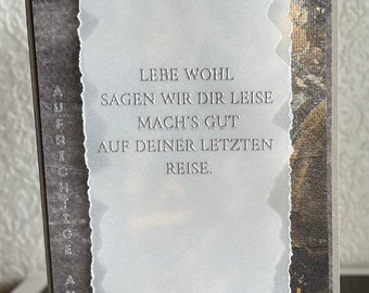 Trauerkarte Kondolenzkarte Beileidskarte „LEBE WOHL...“ personalisierbar