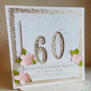 Diamantenen Hochzeit, 60. Hochzeitstag, personalisierte Gratulationskarte, Namenskarte