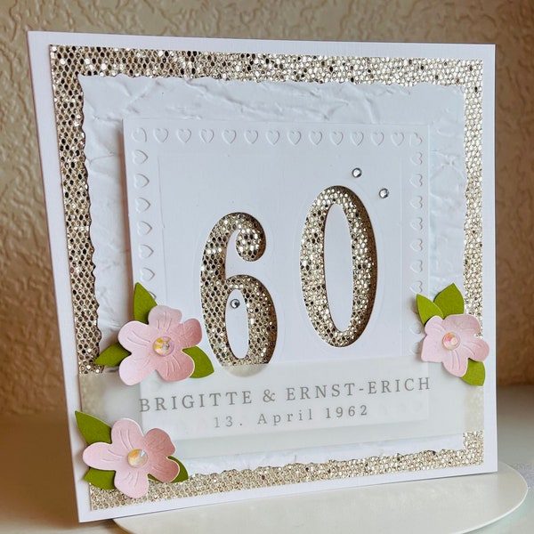 Diamond Wedding Anniversary 60th Wedding Anniversary Personalized Congratulations Card Name Card