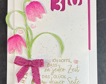 Tarjeta de flores "Espero que en cualquier momento..." unisex, no sólo para un cumpleaños especial, tarjeta de primavera