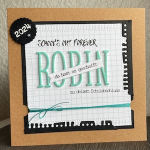 Naamkaartje voor afstuderen, schooldiploma, middelbareschooldiploma, personaliseerbaar, kleurverzoekverwerking, unisex