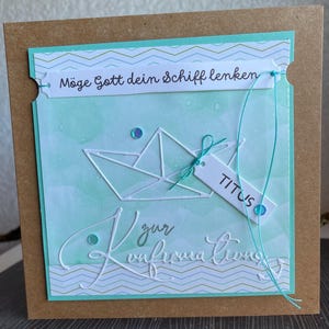 Carte de félicitations pour la communion, la confirmation, la confirmation ou le baptême "Que Dieu....", personnalisable