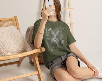 AI Rain schematic print T-Shirt | tech infographic, glitch art, data diagram