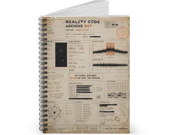 Reality Code Archive notebook | Spiral ruled journal, vintage sci-fi data design