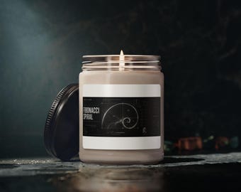 Fibonacci Spiral Candle, Soy Jar Candle 9oz | Botanical Musk Scent