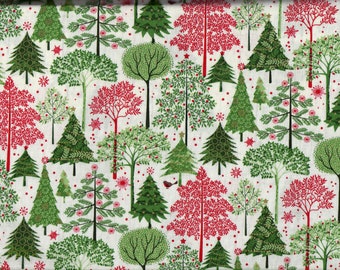 Stoffstück - Patchworkstoff - Makower - Weihnachtlich - Bäume - Wald - mehrfarbig - bunt - Größe 75cm x 110cm