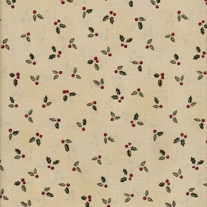 Patchworkstoff - Stoffstück - Größe 100cm x 110cm von Moda - Beige mit Kirschen