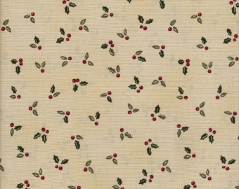 Patchworkstoff - Stoffstück - Größe 100cm x 110cm von Moda - Beige mit Kirschen