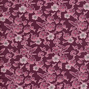 Patchworkstoff - Stoffstück - Größe 50cm x 110cm - Blumig - Dunkelrot