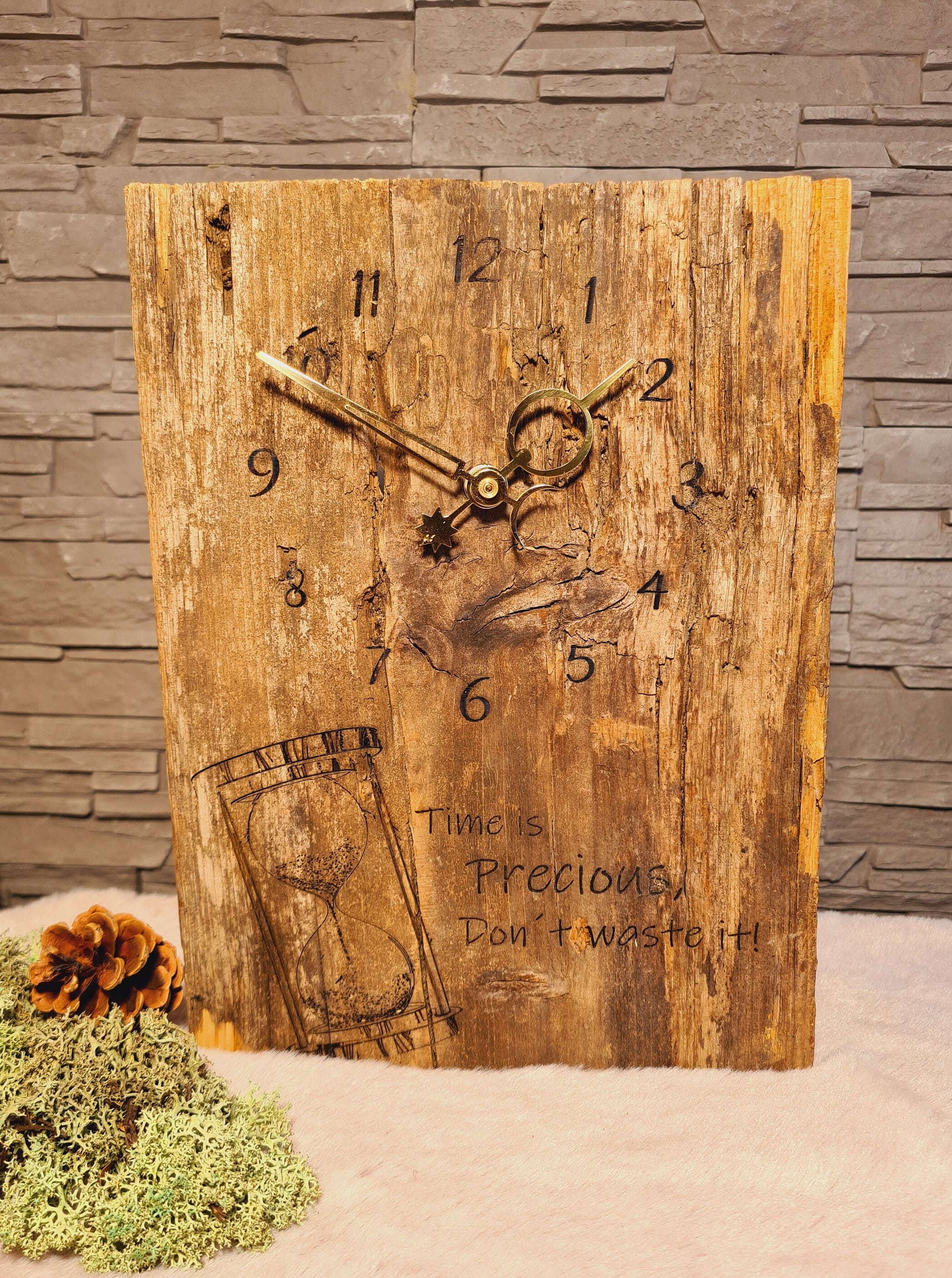Holz Eiche Rustikal Wanduhr Aus Holz Kaufen Uhren Holzuhr Wand
