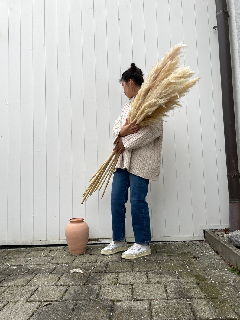 Fluffy pampas grass in natural colors, naturally dried, pampas in cream, dried flower decoration image 4