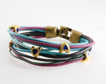 Bracelet, leather, handmade, unique, wrap bracelet