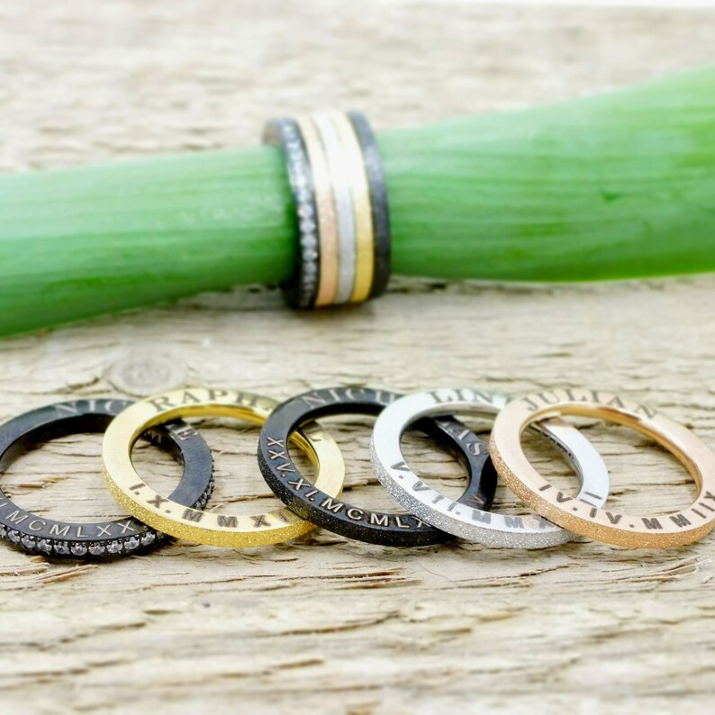 Stick rings, insert rings, 1 ring or up to 5 rings wearable, slip ring, personalization for quotes, family, motivation. Faith, Love image 3