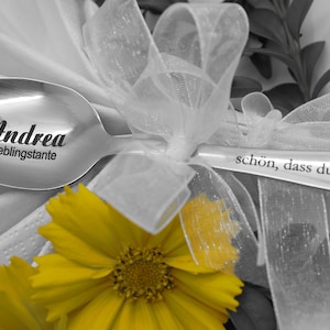 Kaffeelöffel als Gastgeschenk und Tischkarte mit personalisierter Gravur, zur Hochzeit, Taufe, Geschenke mit Nachhaltigkeit, Staffelpreise