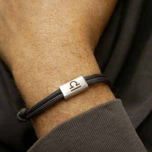 Dierenriemtekenarmband, roestvrij staal met zeiltaupe, verstelbaar, gepersonaliseerd, cadeaus voor man, zoon, vriend, bevestiging, astrologie