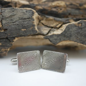 Cufflinks - stainless steel lasered in damask style, rectangular