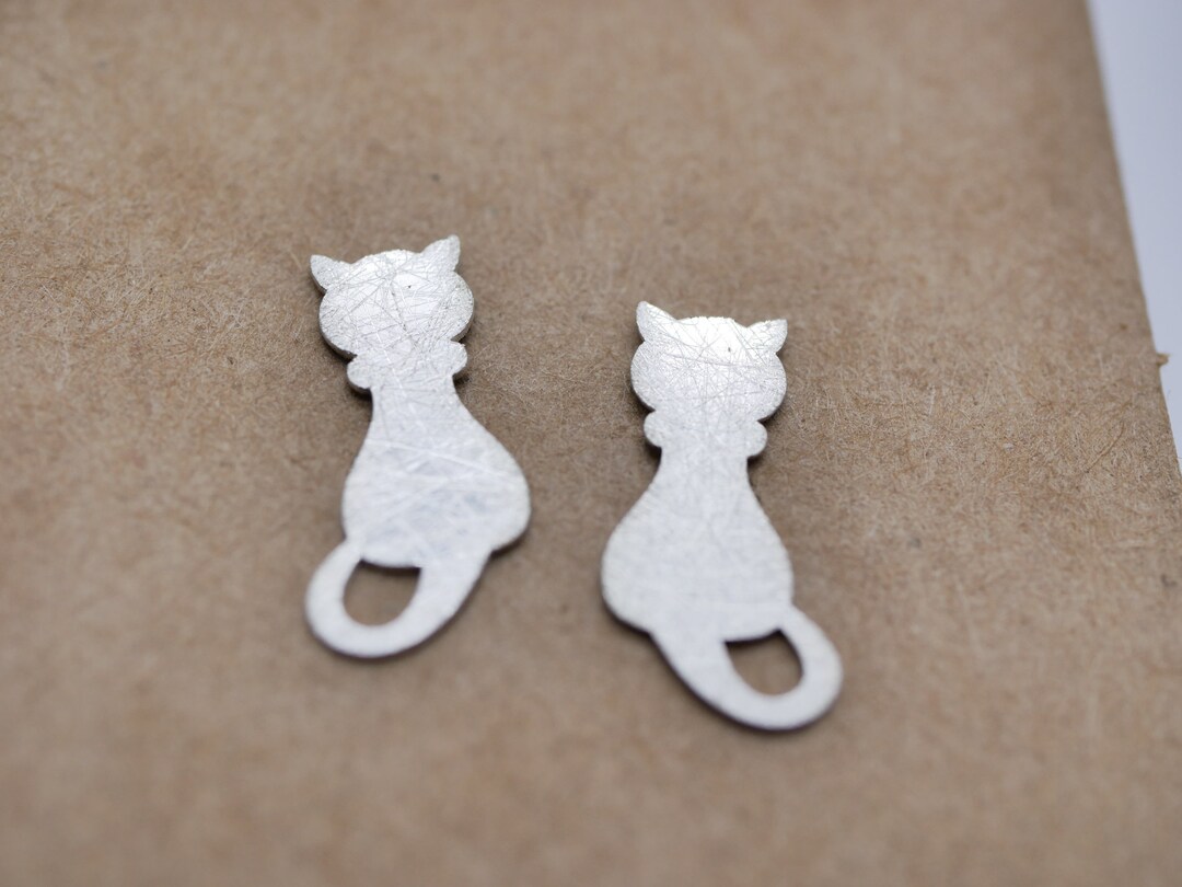 Boucles d'oreilles Chat Vintage en Argent
