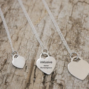 Herzanhänger 925 Silber, individueller Wunschgravur, Herz - Gravurplatte , mit passender Kette, laser gravur personalisiert,
