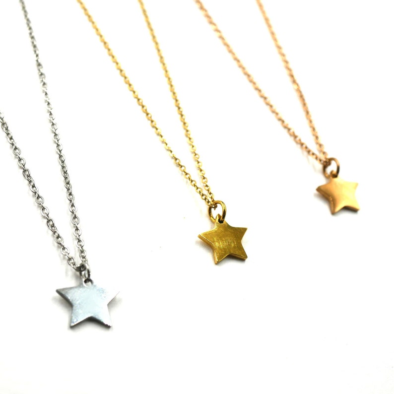 Make a wish, Stern am Himmel, personalisierter Anhänger mit Gravur, passender Kette, Gold Roségold, Silber, Charm, Gravurplatte Bild 2