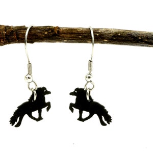 Horse Earrings Icelandic Horse, Tölter, Ebony with Stainless Steel Pendant Jewelry, Ebony, Animal Jewelry