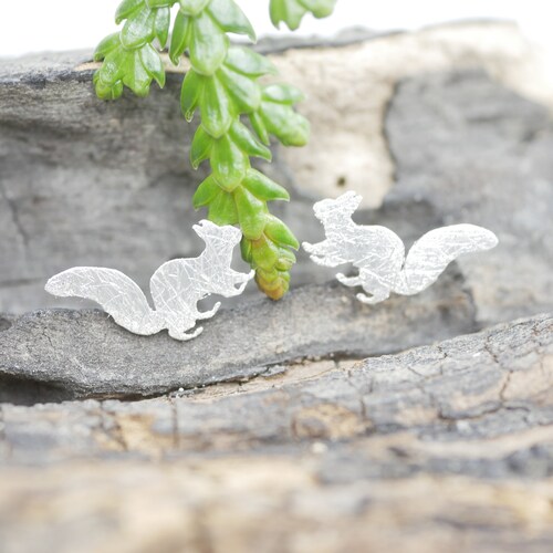Eichhörchen, 925 Silber Ohrschmuck, Ohrstecker gebürstet mit Stift aus Edelstahl, mit Geschenkverpackung