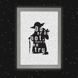 Impressão artística inspirada digital em Star Wars || Yoda || Faça ou não, não tente || Império Contra-Ataca || Citação || Roteiro || Download digital