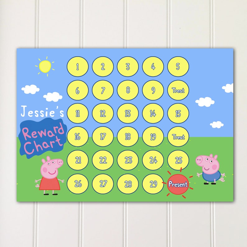 Digital Inspired Peppa Pig Reward Chart Potty Chart Toilet Chart Kids Children Star Chart Custom Personalised image 2