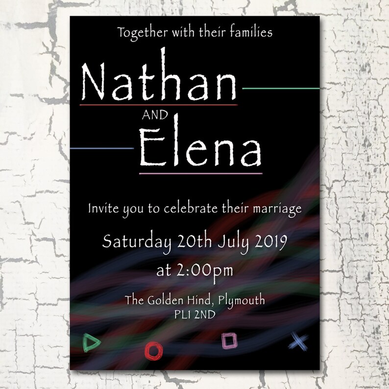 Inspired Playstation Video Game Wedding Invitation Etsy