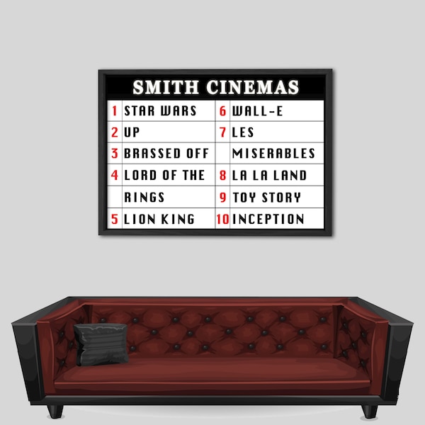 Panneau de cinéma personnalisé numérique || salle de cinéma || Home Cinéma || Affiche de film || || de téléchargement numérique || imprimables Table Plan