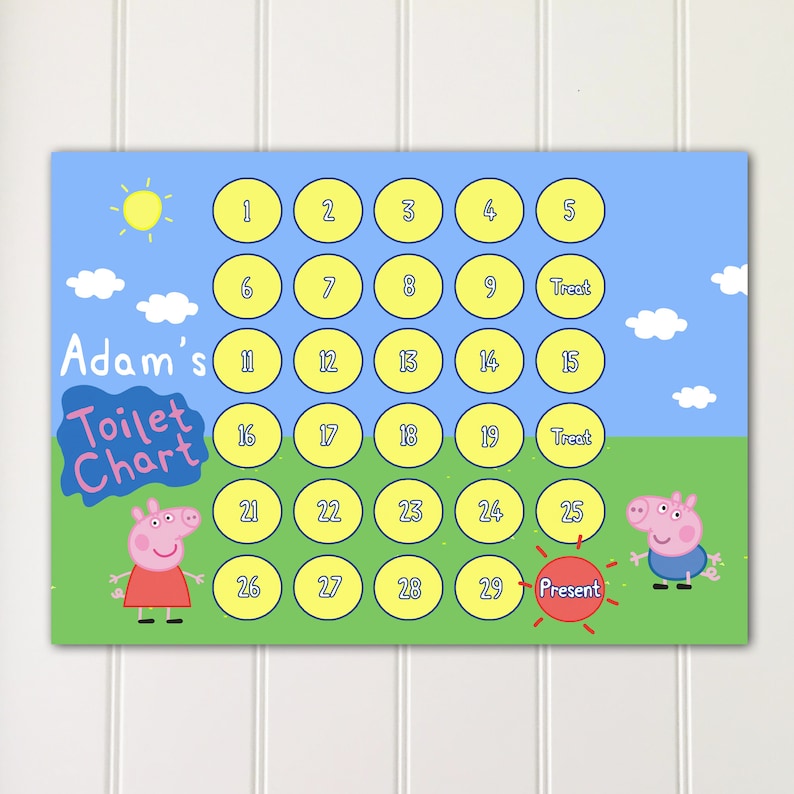 Digital Inspired Peppa Pig Reward Chart Potty Chart Toilet Chart Kids Children Star Chart Custom Personalised image 3