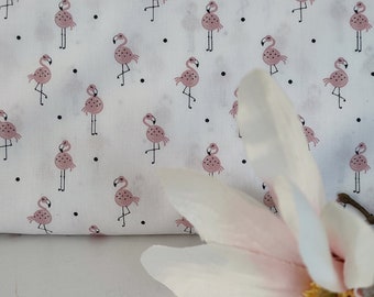 Baumwollstoff mit Flamingo, Cotton Popeline Print