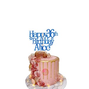 Décoration de gâteau scintillante unique pour 36e anniversaire avec décoration pour carte Happy