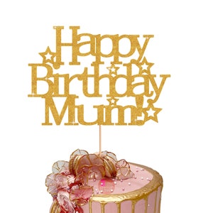 Joyeux anniversaire Maman Gâteau Topper | Maman Cake Topper| Maman Cake Topper| Joyeux anniversaire Maman | Joyeux anniversaire Maman Double Face Glitter Card