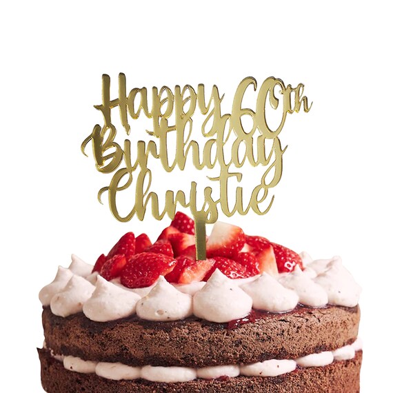 Cake Topper Anniversaire Personnalisé Prénom - Happy Birthday Acrylique Ou Bois - Style Élégant